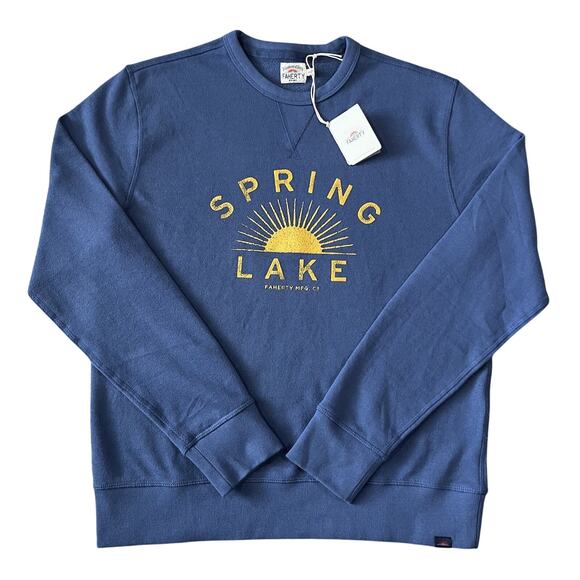NWT Faherty Mens Spring Lake Classic Crewneck Sweatshirt Blue Size Medium - Picture 1 of 5